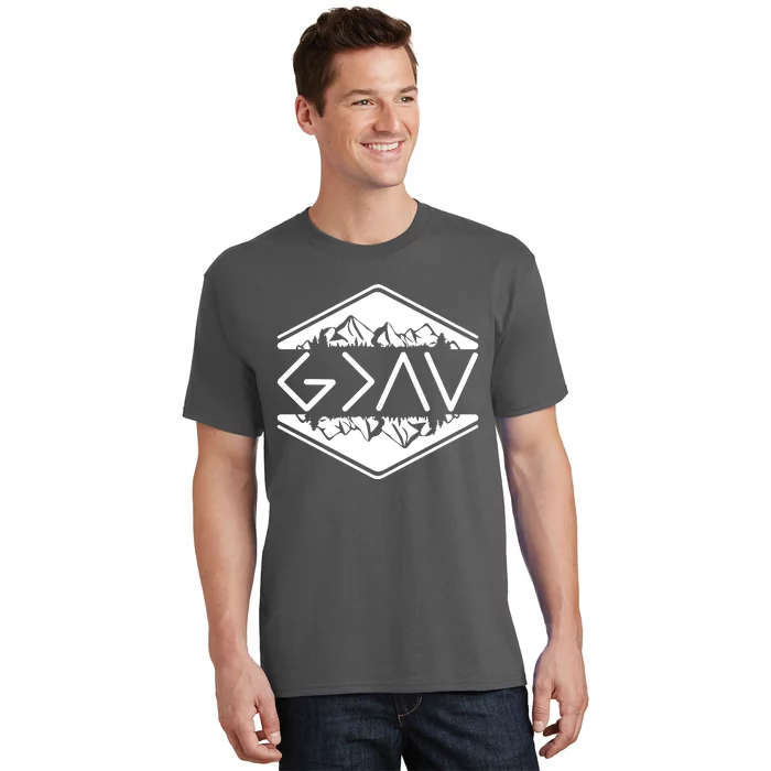 Inspirational Christian God Is Greater Than The High And Lows Camping T-Shirt