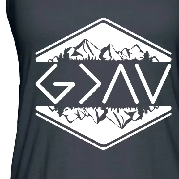 Inspirational Christian God Is Greater Than The High And Lows Camping Ladies Essential Flowy Tank