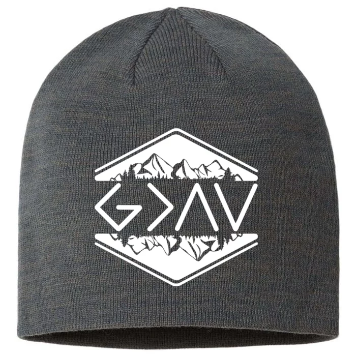 Inspirational Christian God Is Greater Than The High And Lows Camping 8 1/2in Sustainable Knit Beanie