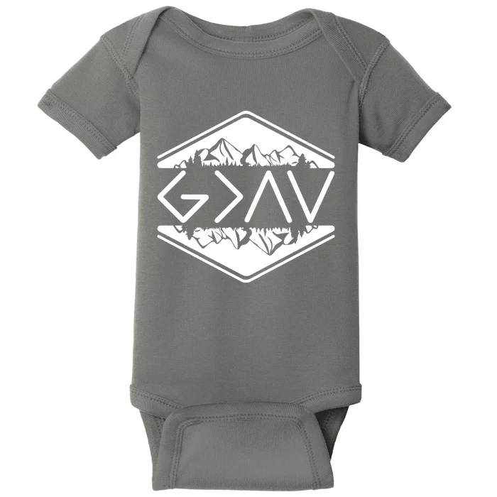 Inspirational Christian God Is Greater Than The High And Lows Camping Baby Bodysuit