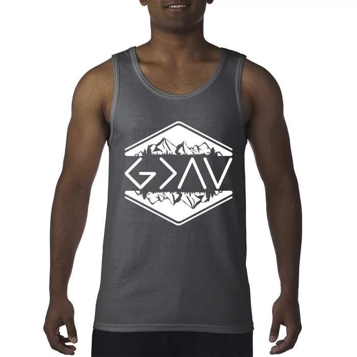 Inspirational Christian God Is Greater Than The High And Lows Camping Tank Top