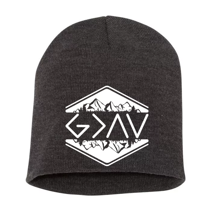 Inspirational Christian God Is Greater Than The High And Lows Camping Short Acrylic Beanie