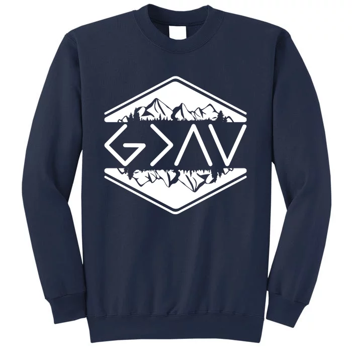 Inspirational Christian God Is Greater Than The High And Lows Camping Sweatshirt