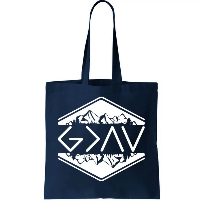 Inspirational Christian God Is Greater Than The High And Lows Camping Tote Bag