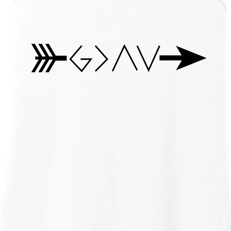 Inspirational Christian God Is Greater Than The High And Lows Shooting Arrow Ladies Essential Tank