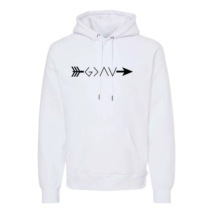 Inspirational Christian God Is Greater Than The High And Lows Shooting Arrow Premium Hoodie