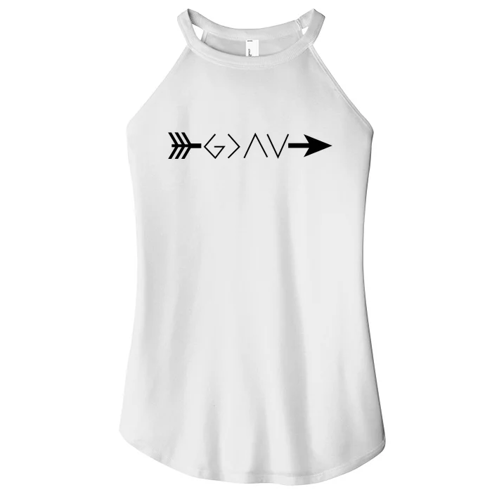 Inspirational Christian God Is Greater Than The High And Lows Shooting Arrow Women’s Perfect Tri Rocker Tank