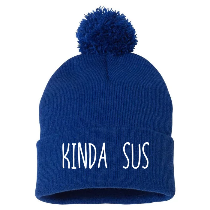 Impostor Cool Gift Kinda Sus Cute Gift Black Small Pom Pom 12in Knit Beanie