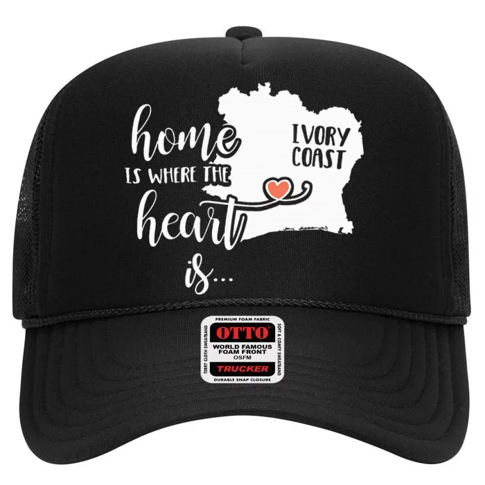 Ivory Coast Gift Home Is Where The Heart Is High Crown Mesh Trucker Hat