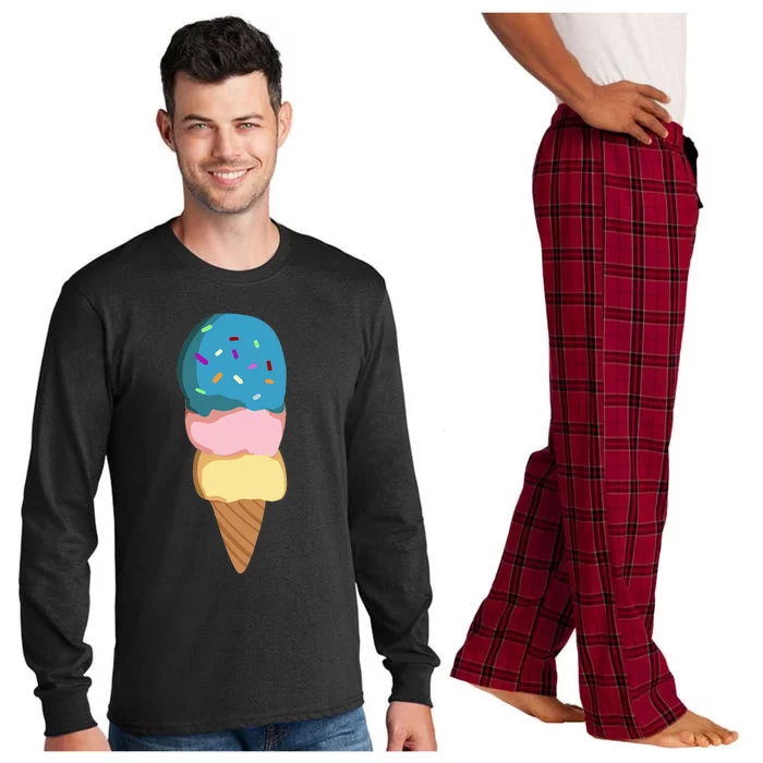 Ice Cream Gift For & Women Ice Cream Cone Long Sleeve Pajama Set