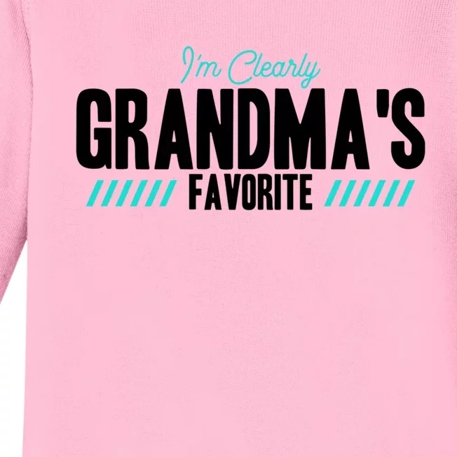 Im Clearly Grandmas Favorite Grandson Granddaughter Cute Gift Baby Long Sleeve Bodysuit