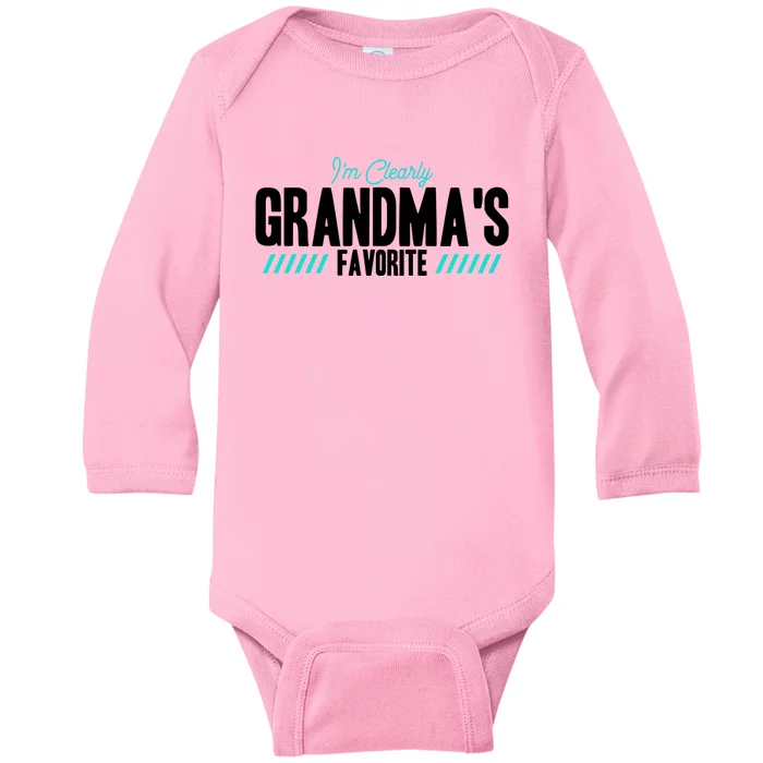 Im Clearly Grandmas Favorite Grandson Granddaughter Cute Gift Baby Long Sleeve Bodysuit