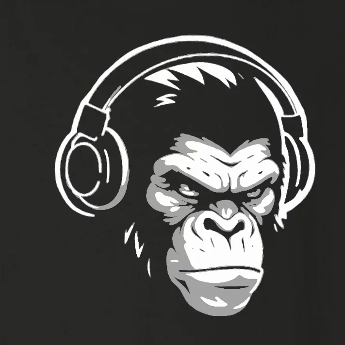 Intense Chimp & Headphones Chimpanzee Wildlife Lover Toddler Long Sleeve Shirt