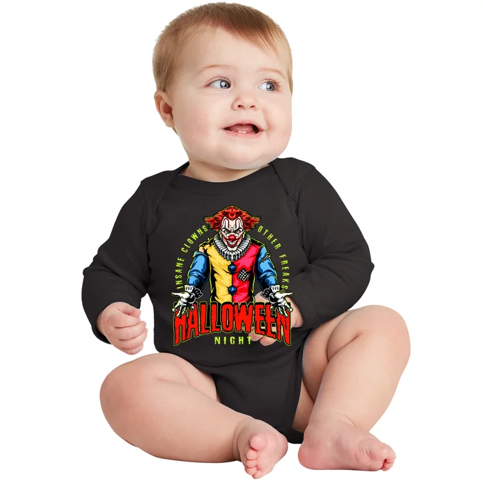 Insane Clowns Halloween Night Creepy Clown Baby Long Sleeve Bodysuit