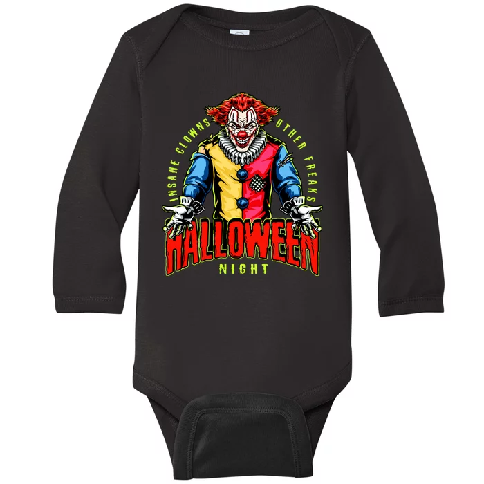 Insane Clowns Halloween Night Creepy Clown Baby Long Sleeve Bodysuit