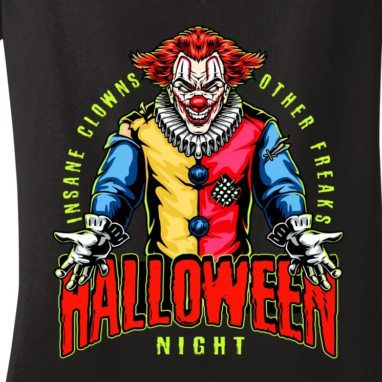 Insane Clowns Halloween Night Creepy Clown Women's V-Neck T-Shirt