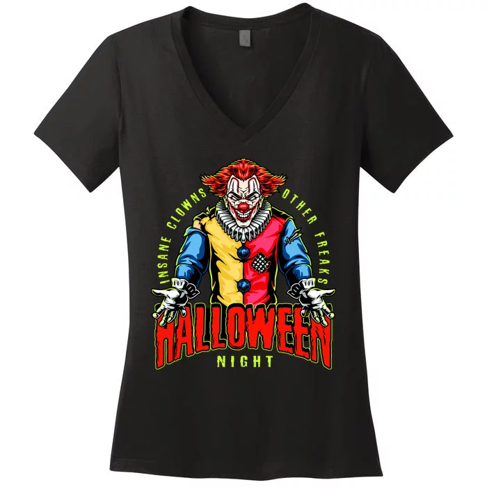 Insane Clowns Halloween Night Creepy Clown Women's V-Neck T-Shirt