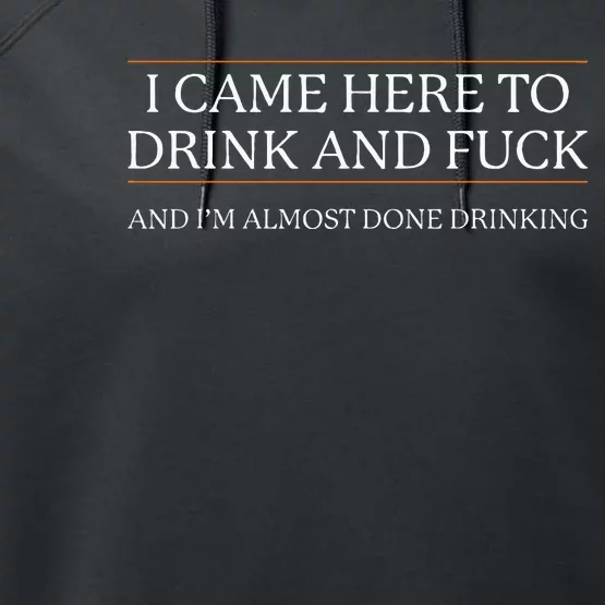 I Came Here To Drink And Fuck Almost Done Performance Fleece Hoodie