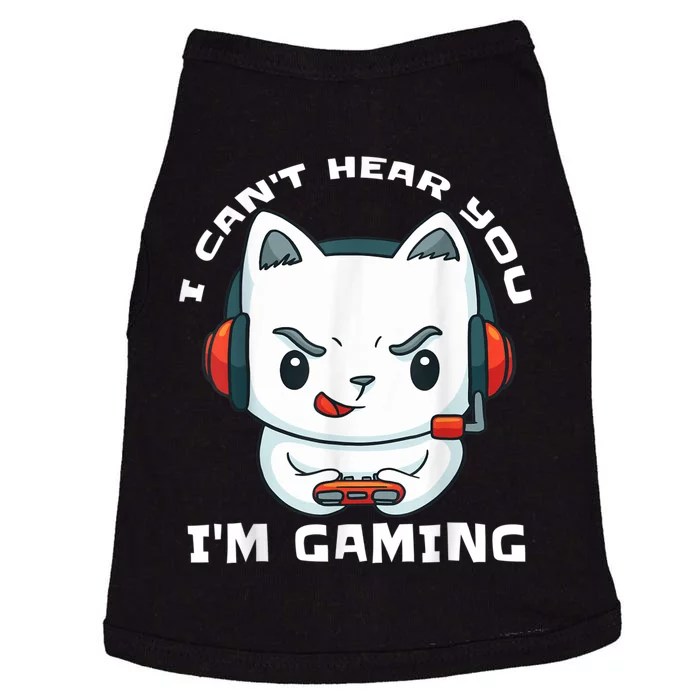 I Cant Hear You Im Gaming Funny Gamer Gift Mic And Headset Doggie Tank