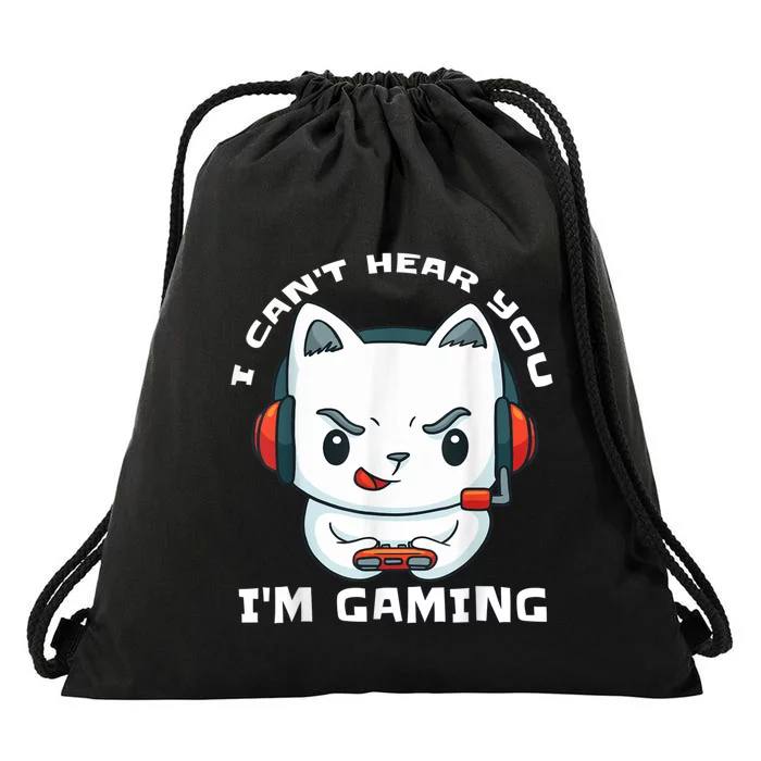 I Cant Hear You Im Gaming Funny Gamer Gift Mic And Headset Drawstring Bag