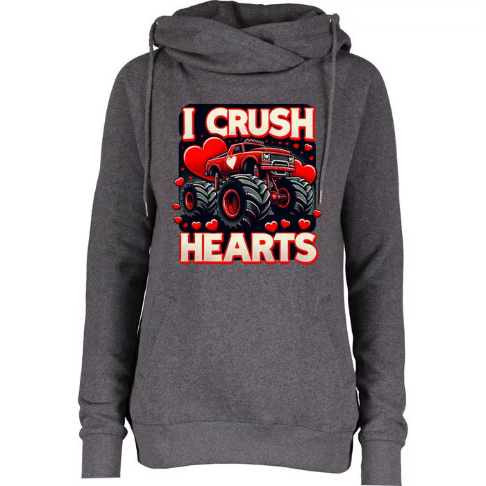 I Crush Hearts Valentines Day Womens Funnel Neck Pullover Hood