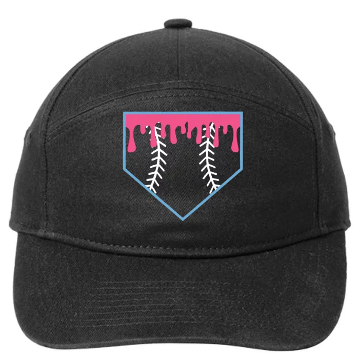 Ice Cream Home Plate Baseball Drip 7-Panel Snapback Hat