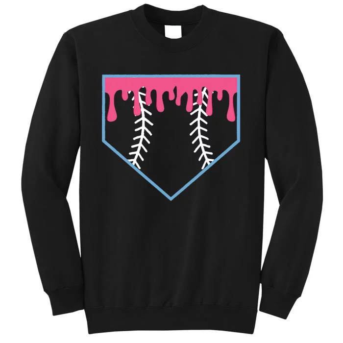 Ice Cream Home Plate Baseball Drip Tall Sweatshirt