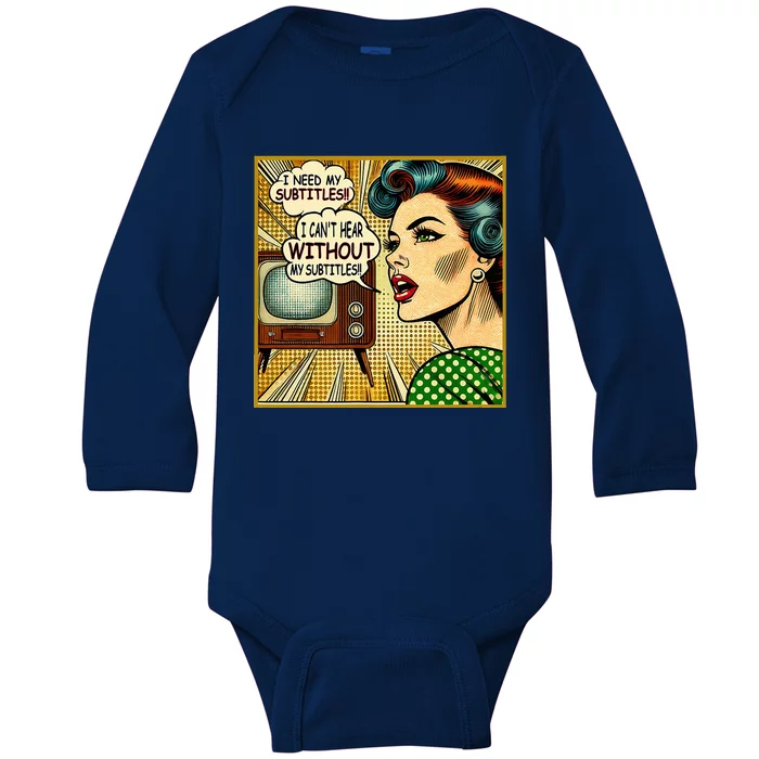 I CanT Hear Need Subtitles Watch Loud Tv Humorous Sayings Baby Long Sleeve Bodysuit