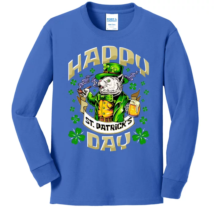 Irish Cat Happy St Patricks Day Meaningful Gift Kids Long Sleeve Shirt