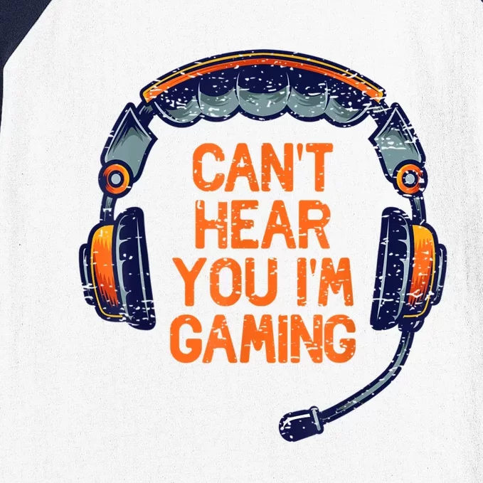 I Cant Hear You Im Gaming Funny Video Gamer Geek Baseball Sleeve Shirt