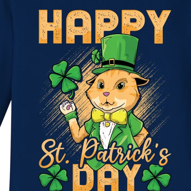 Irish Cat Happy St Patricks Day Cute Gift Baby Long Sleeve Bodysuit