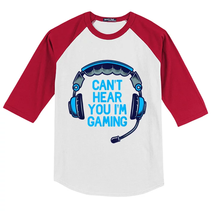 I Cant Hear You Im Gaming Video Gamer Geek Kids Colorblock Raglan Jersey