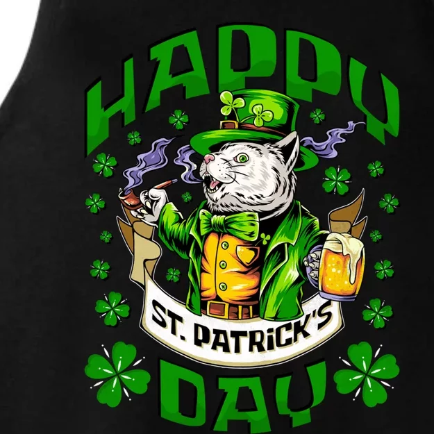 Irish Cat Happy St Patricks Day Gift Ladies Tri-Blend Wicking Tank