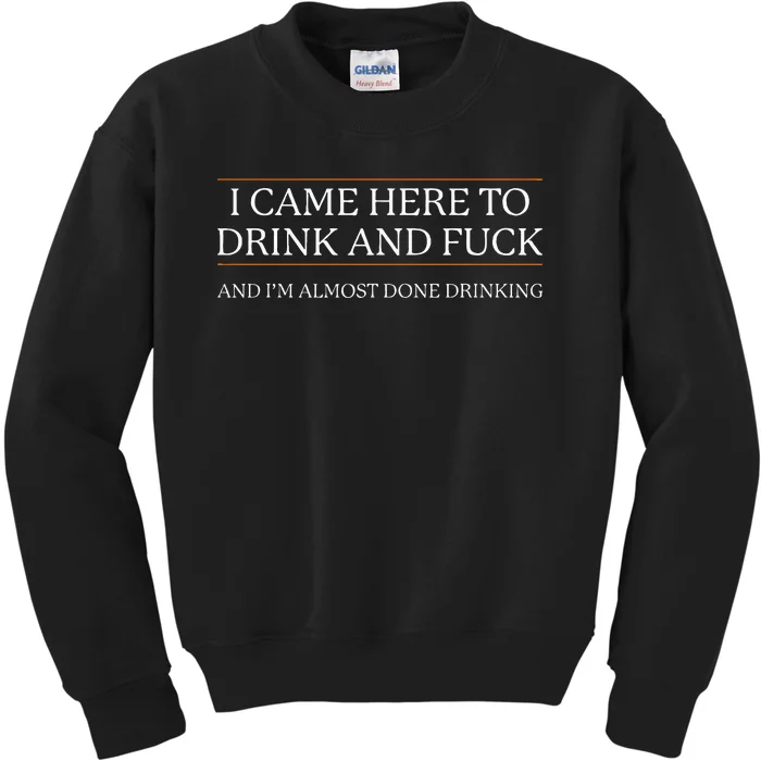 I Came Here To Drink And Fuck Almost Done Drinking Kids Sweatshirt