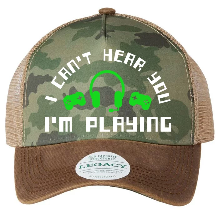 I Cant Hear You I Am Playing Gaming Headset Gift Legacy Tie Dye Trucker Hat