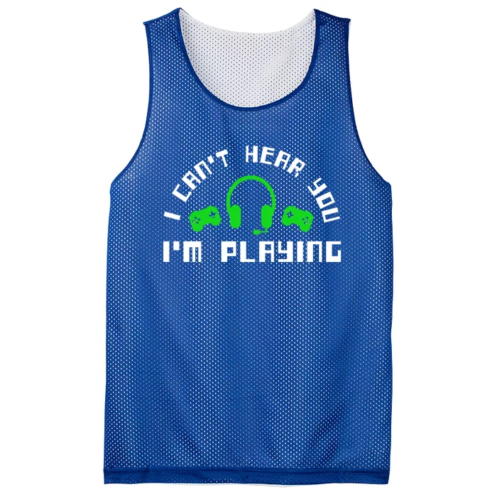 I Cant Hear You I Am Playing Gaming Headset Gift Mesh Reversible Basketball Jersey Tank