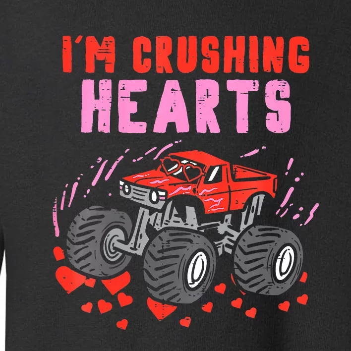 I Crush Hearts Monster Truck Toddler Boys Valentines Day Toddler Sweatshirt