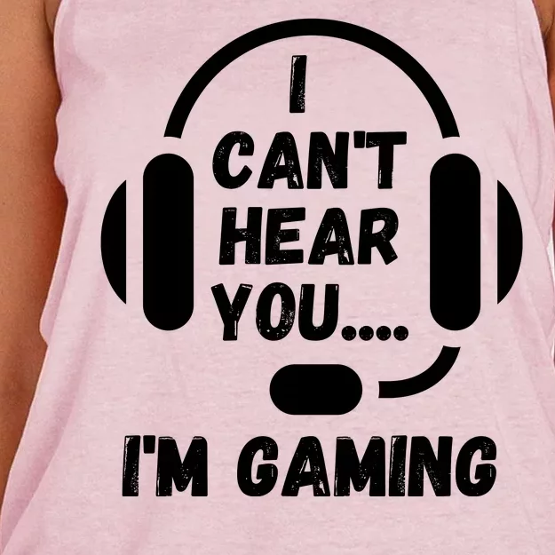 I Can't Hear You I'm Gaming, Gaming, Funny Gamer, Gaming Women's Knotted Racerback Tank