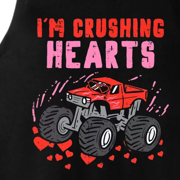 I Crush Hearts Monster Truck Valentines Day Ladies Tri-Blend Wicking Tank