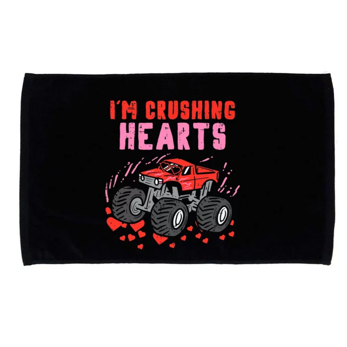 I Crush Hearts Monster Truck Valentines Day Microfiber Hand Towel