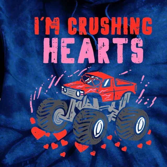 I Crush Hearts Monster Truck Valentines Day Tie Dye Hoodie