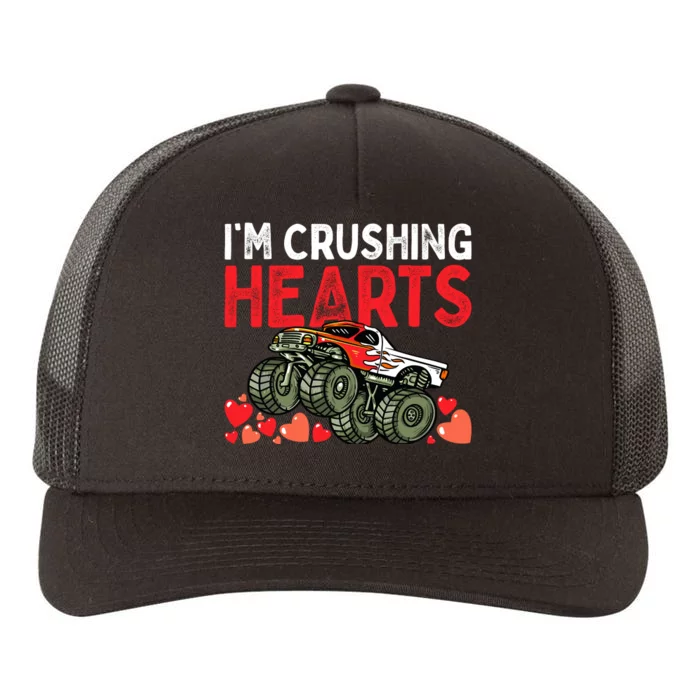 I Crush Hearts Monster Truck Boy Valentines Day Yupoong Adult 5-Panel Trucker Hat