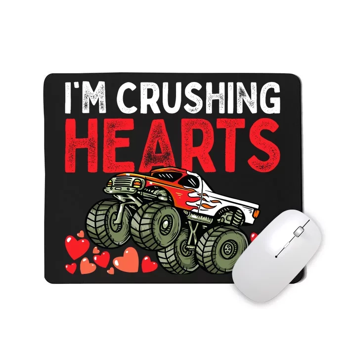 I Crush Hearts Monster Truck Boy Valentines Day Mousepad