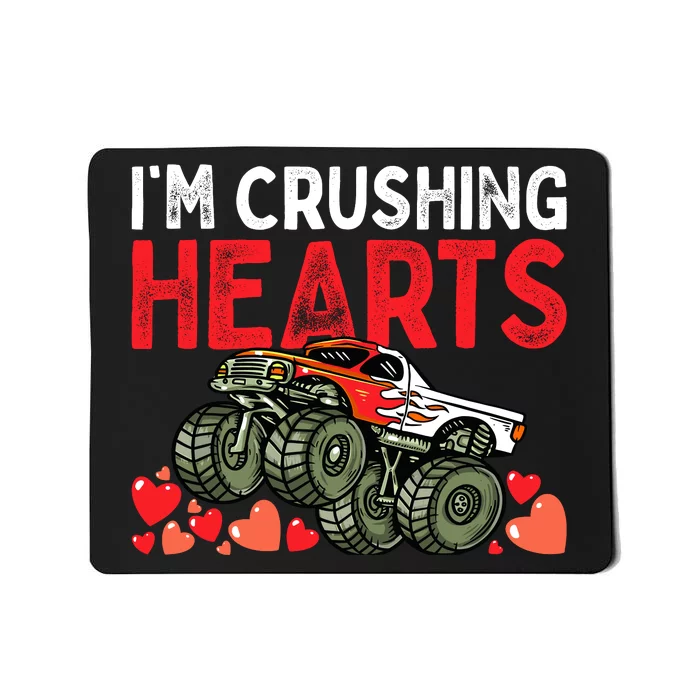 I Crush Hearts Monster Truck Boy Valentines Day Mousepad