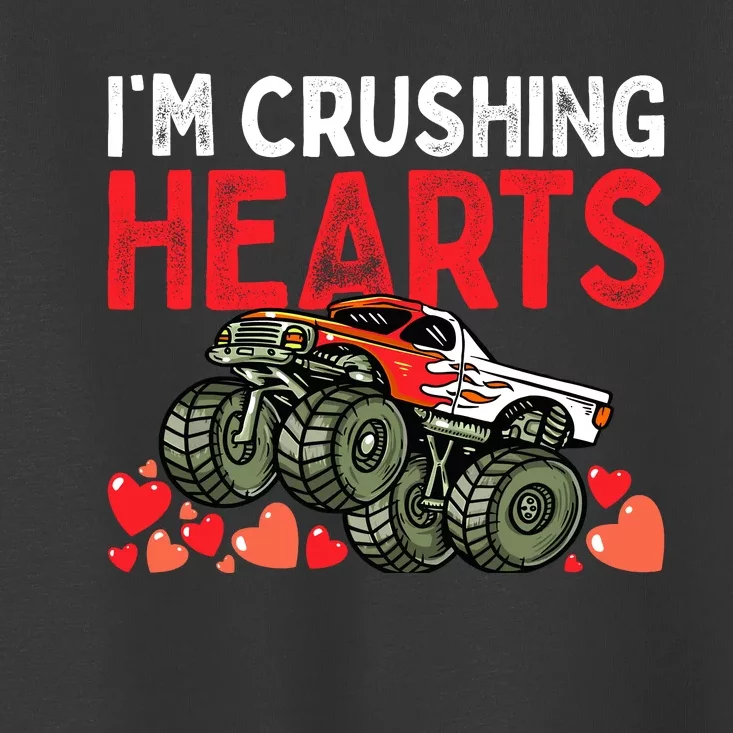 I Crush Hearts Monster Truck Boy Valentines Day Toddler T-Shirt