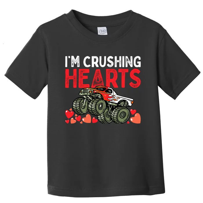 I Crush Hearts Monster Truck Boy Valentines Day Toddler T-Shirt