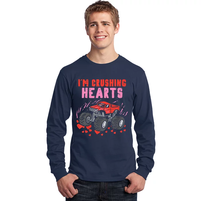 I Crush Hearts Monster Truck Valentines Day Long Sleeve Shirt