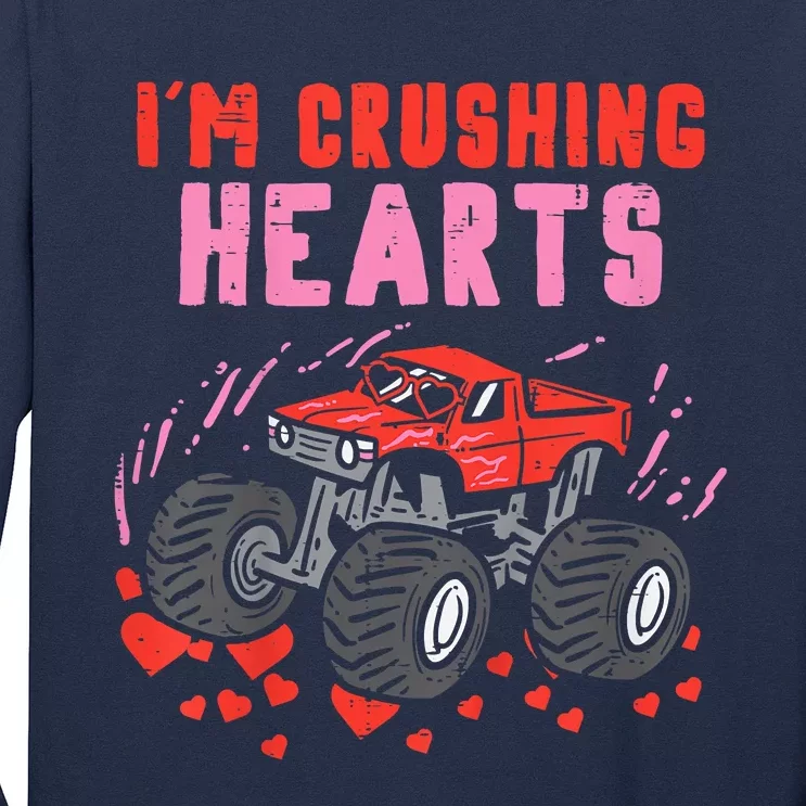 I Crush Hearts Monster Truck Valentines Day Long Sleeve Shirt