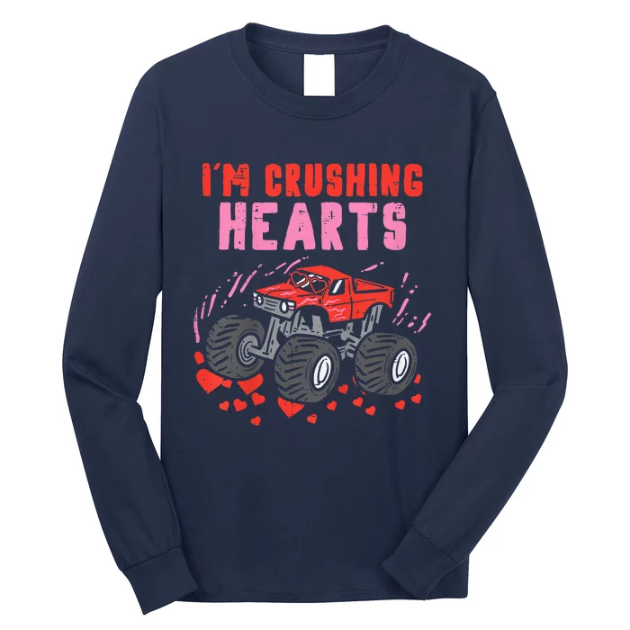 I Crush Hearts Monster Truck Valentines Day Long Sleeve Shirt