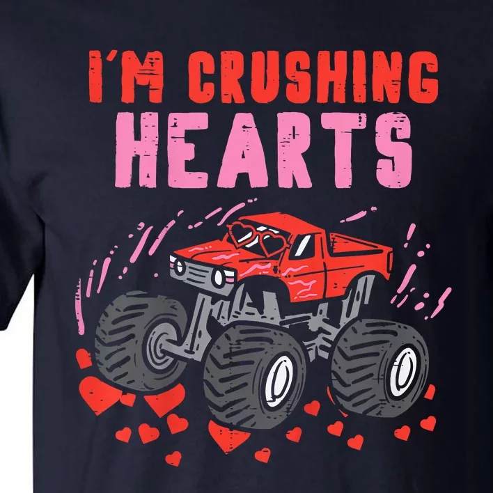 I Crush Hearts Monster Truck Valentines Day Tall T-Shirt